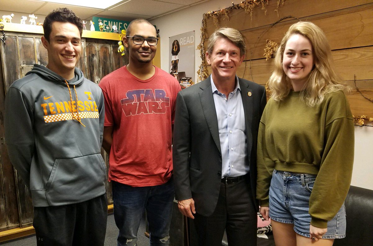 UT_President's tweet photo. Thanks to @WUTKTheRock for the tour! We’re proud to have you represent @UTKnoxville as the 6th ranked college radio station in America!
#EverywhereUT https://t.co/KJJlD2xFZx