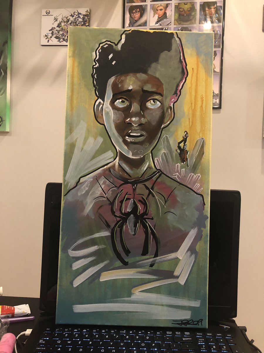 12x24 miles morales. Paintpen and middle finger to the world. $300 plus shipping