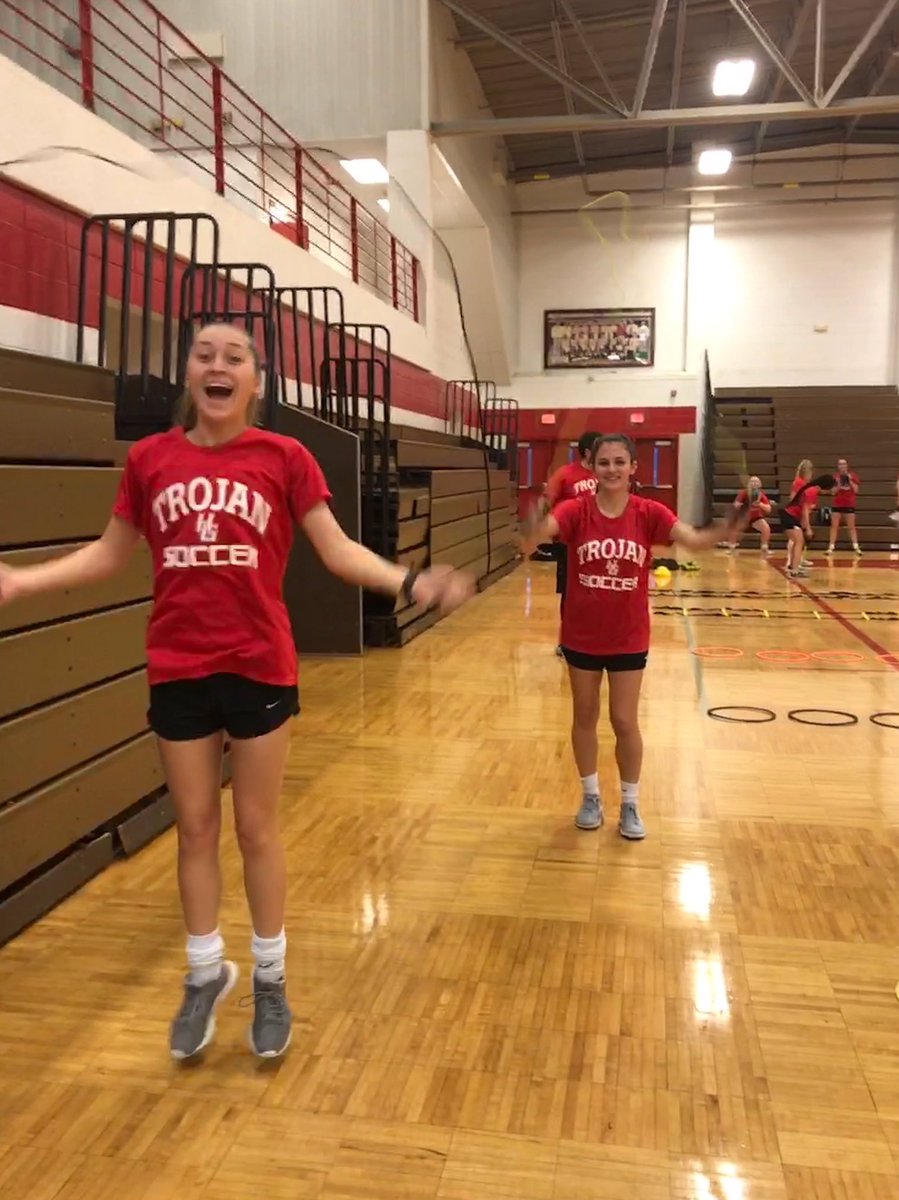HGHSSoccer's tweet photo. Practice was in the gym today, so we broke out the fitness equipment! Ladders, rings, jump ropes, cones, and competitive games. I even saw a few smiles! Great effort from teams that just want to play! #RainToday #PracticeAnyway #ZeroDaysOff @HazelGreenHigh https://t.co/LnVVglaIAH
