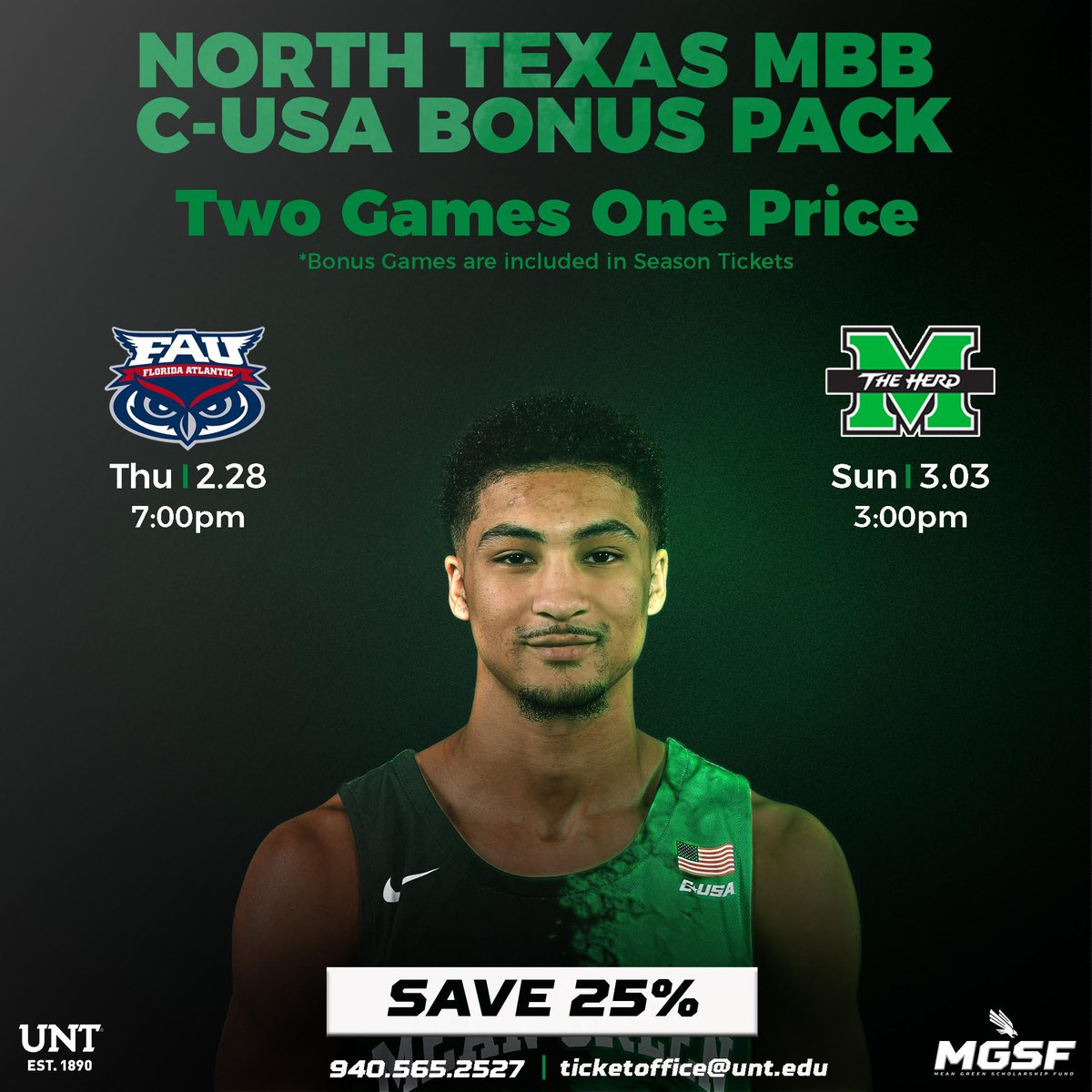 UNTMGAF's tweet image. 2 Games. 1 Price. Get your @MeanGreenMBB Bonus Play tickets today! 

🎟» bit.ly/2Slntep

#GMG // #TheMGStandard