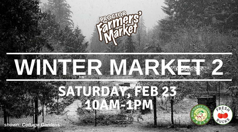 ProctorFmMkt's tweet photo. Don't miss Winter Market 2, this Saturday, Feb 23, 10AM-1PM!
 #supportsmallfarms #smallbusiness #shoplocal #buypiercecountyfresh
 Winter Market Schedule: Saturdays | Feb 23 | Mar 9, 2019 10AM-1PM. N. 27th &amp; Proctor Streets https://t.co/YMMJ6hN8ck https://t.co/cfHRj6wOOt