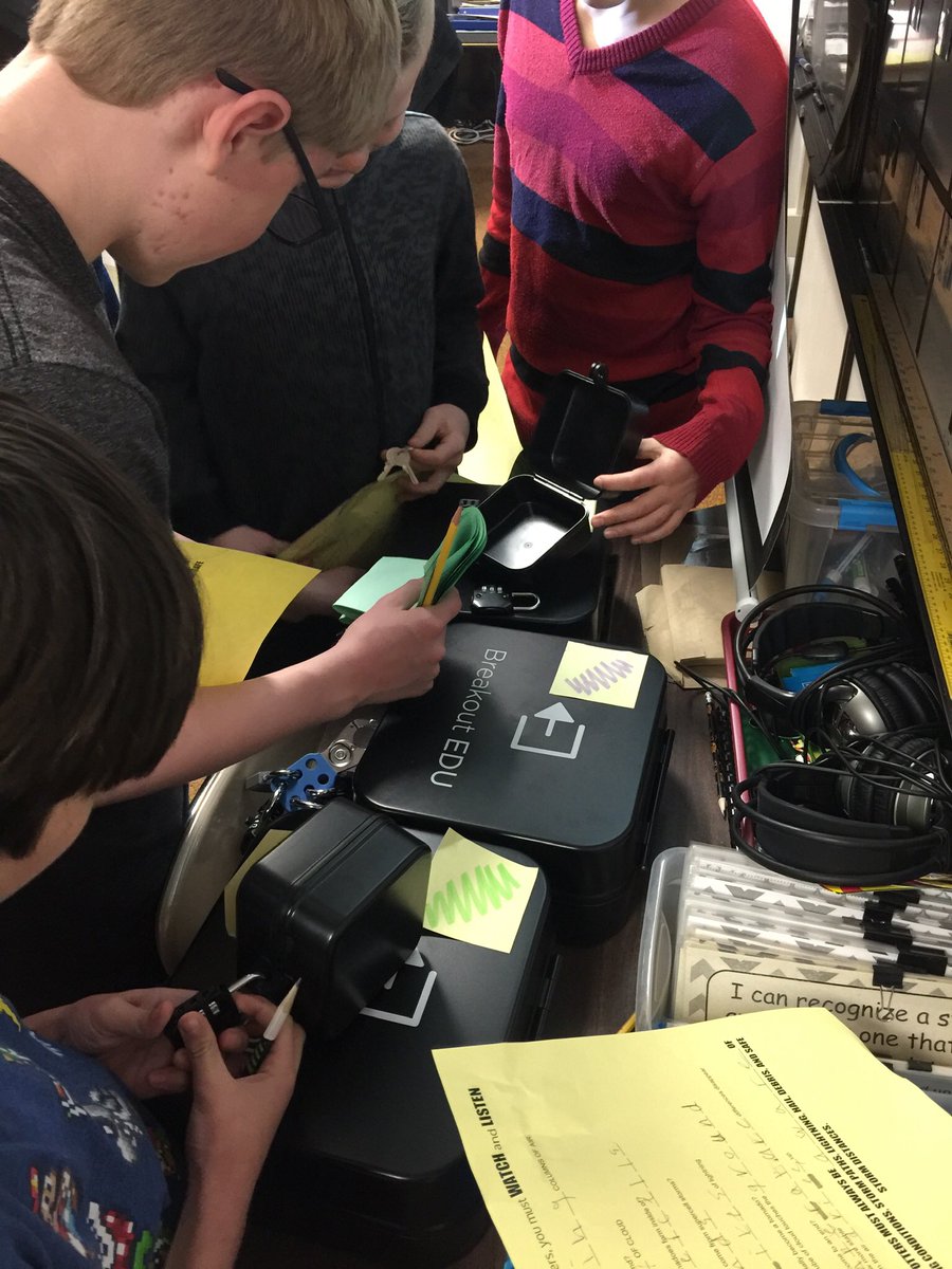 MuirElementary's tweet image. Awesome lesson today in our 6th grade by Miss Christensen!  Fun to watch the students persever! @breakoutEDU #TeachInDavis #MuirLionPride