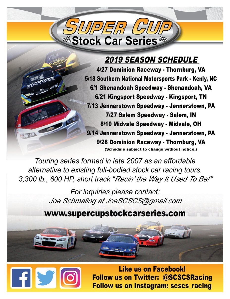 SCSCSRacing's tweet photo. We're getting closer! All the dates have already been set, but further details regarding this 2019 season schedule are coming any day now! https://t.co/sofR7C9w5w