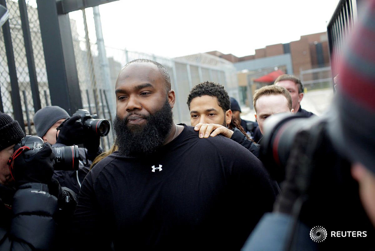 Jussie Smollett exits Cook County Department of Corrections after posting bail in Chicago. Photo by Joshua Lott