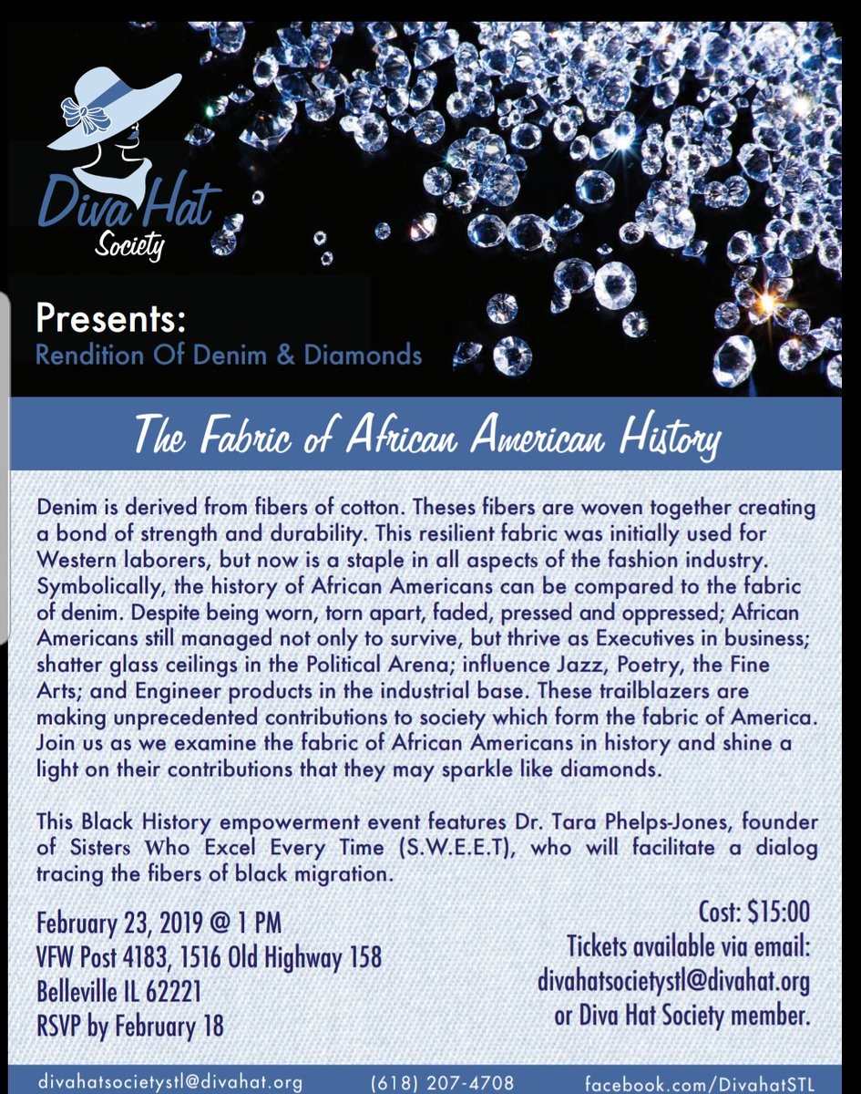 sisterswhoexcel's tweet photo. Working on my presentation for the Diva Hat Society Black History event. I will be facilitating a discussion comparing the fibers of denim to the Great Migration. The discussion promises to be interactive and highly engaging. The cost is $15. Proceeds go to the scholarship fund. https://t.co/7C5sJUJN4v