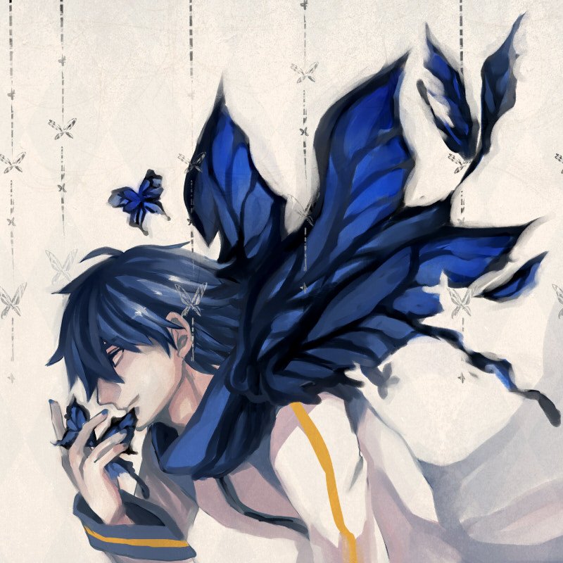 しちやさんの横顔がクールなkaito マフラーが蝶の羽根のようになっているのがと Piapro ピアプロ のイラスト