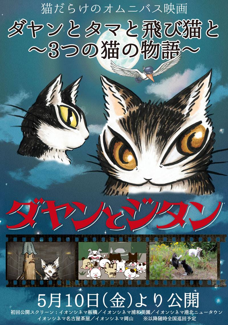 劇場版公開中 アニメ 猫のダヤン 公式 ダヤンが映画に ダヤンとタマと飛び猫と 3つの猫の物語 製作決定 長編小説 ダヤンとジタン がアニメーション映画になります 19年5月10日 金 より公開予定 初回公開スクリーン キャスト