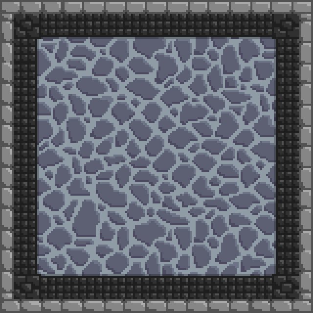 Wanted some temporary tiles to work with for the level editor, so I’m making some tile sets. But I figured that I’d put in some effort even though it’s temporary. Not bad for a non-artist, I think. It’s 5x5 with 9 different floor tiles that tile together, plus edges.