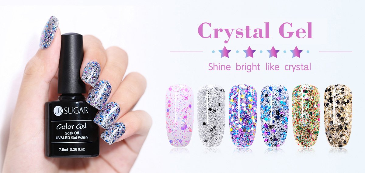 #URSUGAR crystal gel nail polish shows shine bright effect to your wonderful nail art , and just like diamond to catch people's eye #diamondnails #diamondgel #crystalnails #crystalnailart #ursugaramazon #nailart #naildesign #shinenails #shinenaildesign