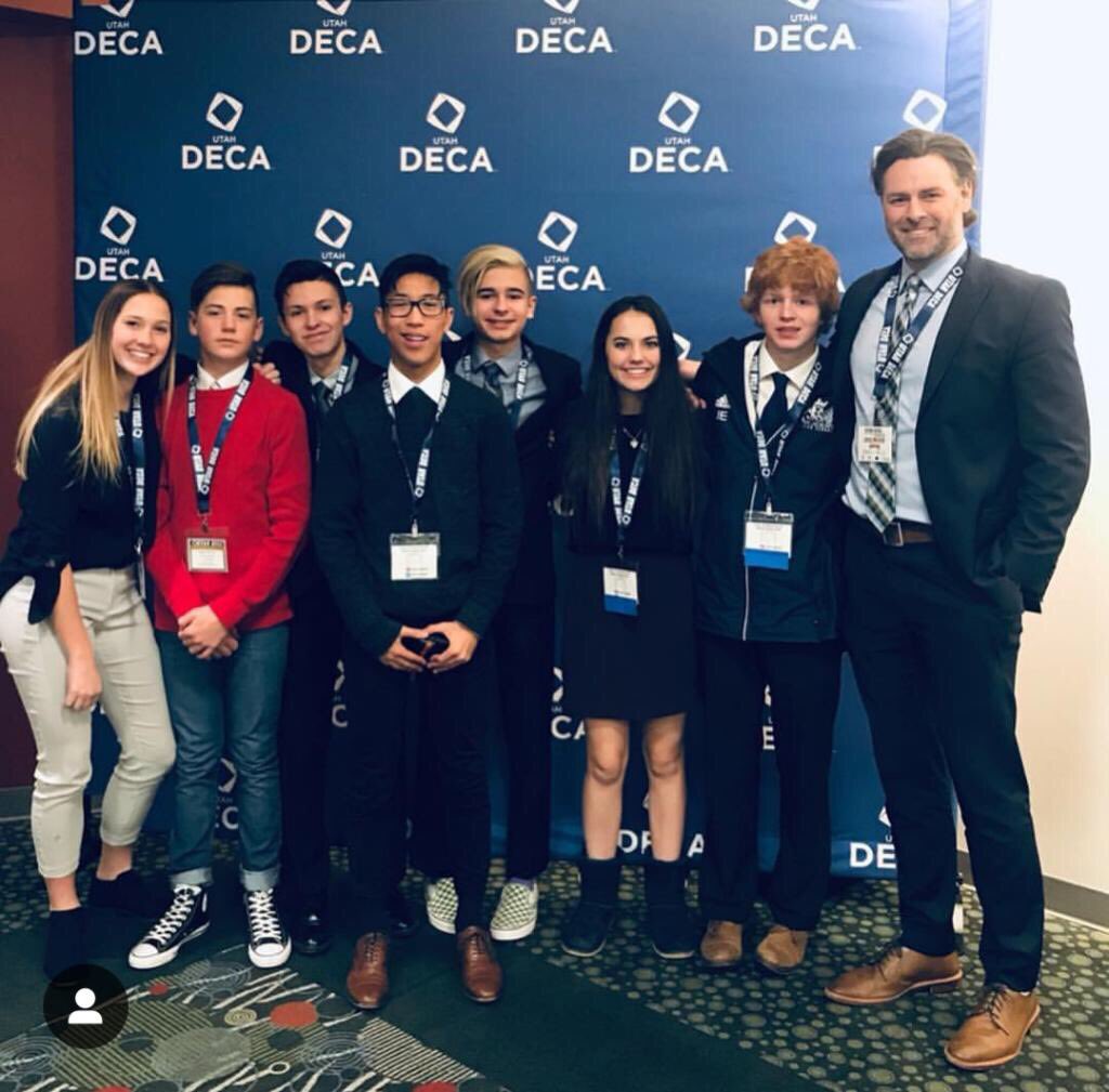 UT_DECA's tweet photo. Day 1 of state was a success!! We are having so much fun!! Party starts at 7:30 pm. We can't wait to see you all there!! Good luck tomorrow!! We know you'll all do great! #UTAHDECA #READYFORIT https://t.co/s5Lj59oSe1