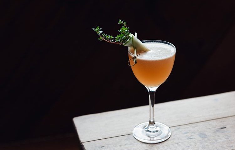 Of the Essence ~ Calvados, Amontillado, Apple, Thyme, Honey, Fennel, Dry Rose Cider. Basically, an apple explosion in slow-mo. 
#ColtivareHouston #AgricoleHospitality