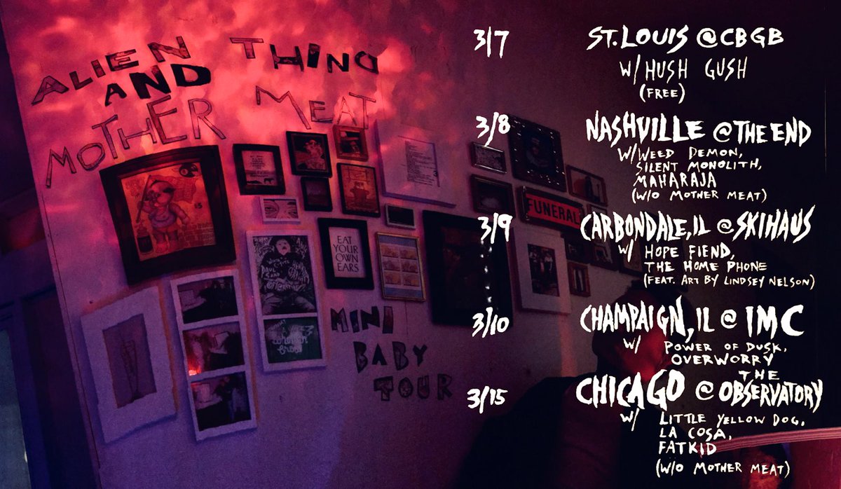 ThingAlien's tweet image. Got any recommendations on where to get in trouble? 

Alien Thing &amp;amp; Mother Meat tiny tour. Presented by Mother Mary and Sprite ™️ #tourdeflatland #minibabytour