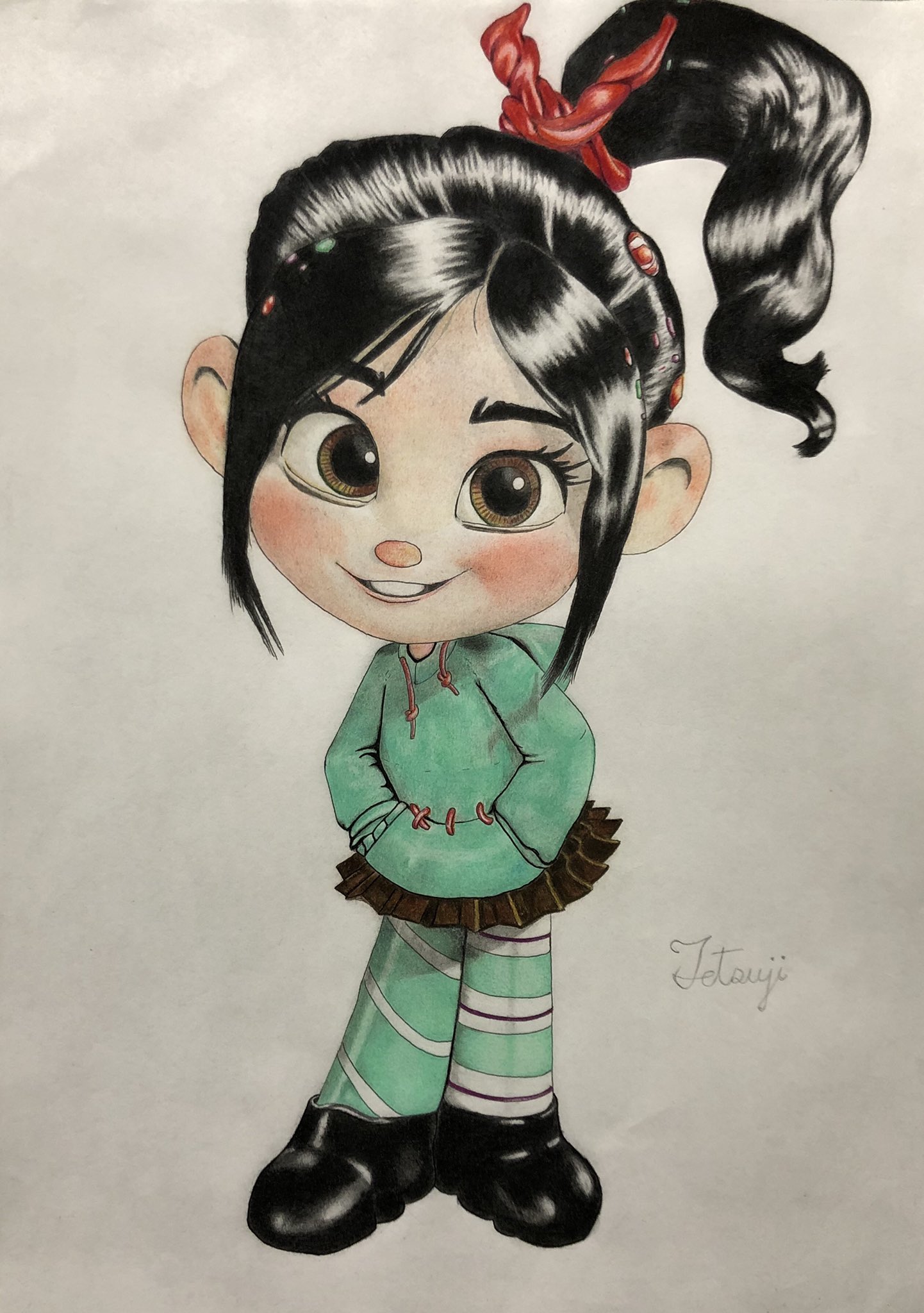 てつ 完成ヴァネロペ 色鉛筆 Drawing Draw Illustration Painting Paintings Colored Coloredpencil イラスト 絵 色鉛筆 Coloredpencil ボールペン 絵描きさんと繋がりたい イラスト好きな人と繋がりたい ヴァネロペ シュガーラッシュ