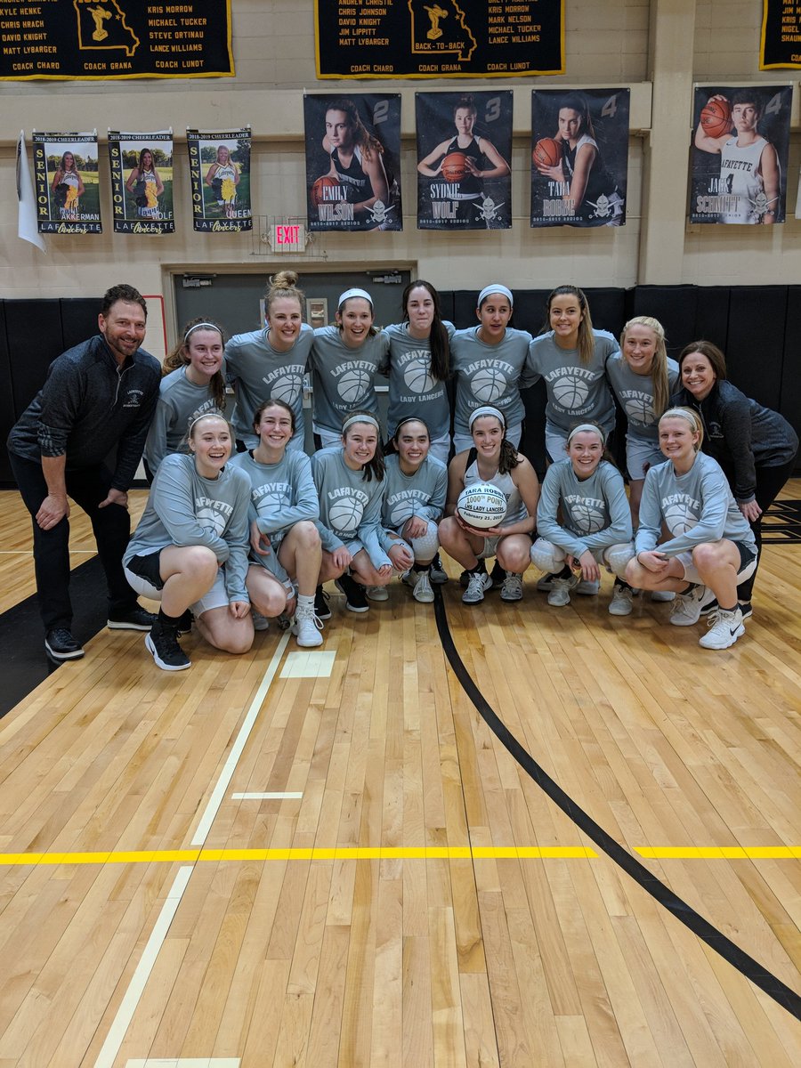 Tara scores her 1000th career point! She's one of the most unselfish players around, consistently giving credit to her teammates. Congrats Tara!! #itsawething #Connectedlancer @LadyLancers18 @tararobbe  <a href="/LafayetteLancer/">Lafayette Lancers</a>