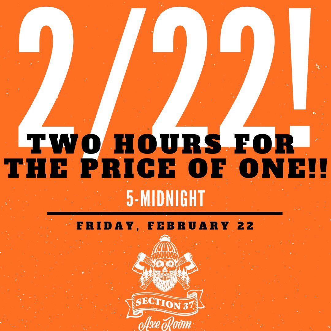 section37axerm's tweet image. Happy 2/22 ! 
🌲 #axethrowing #section37 #axethrowingboise #section37boise #idaho #axe #february22