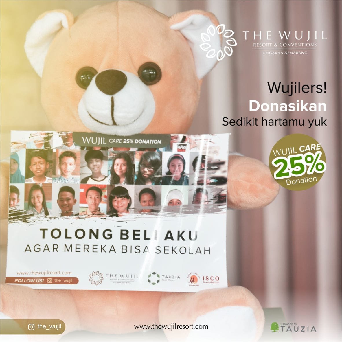 wujilsemarang's tweet photo. Hola Wujilers !

Donasikan sedikit hartamu yuk ...
.
#wujilcare
#thewujil #thewujilresortandconventions #IMATWUJIL #hotel #resort #ungaran #semarang https://t.co/uEsQEUiXeQ