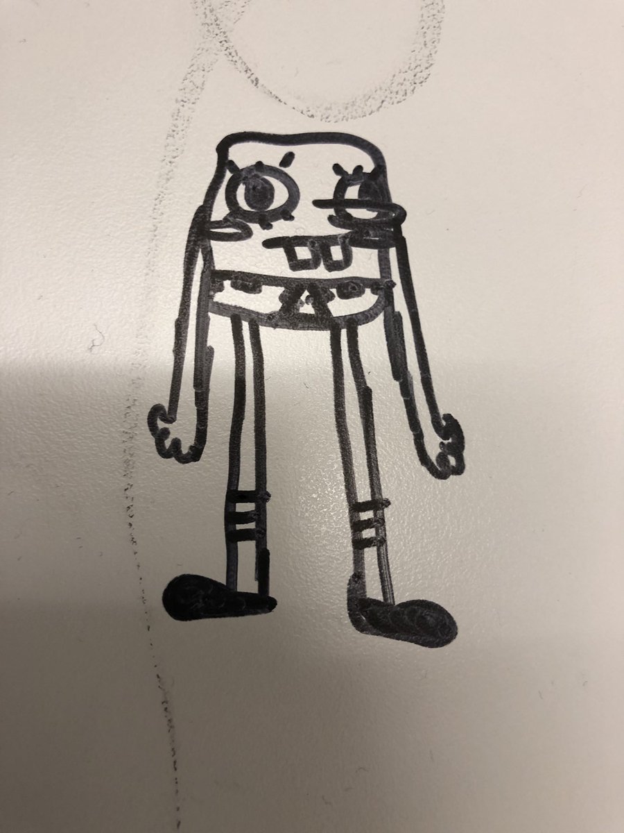 HeyMarga_'s tweet photo. I forgot to post this but look at my long legged spongebob :)), I drew him on one of my desk I hope his still there tomorrow:’) https://t.co/W7rigUbluO
