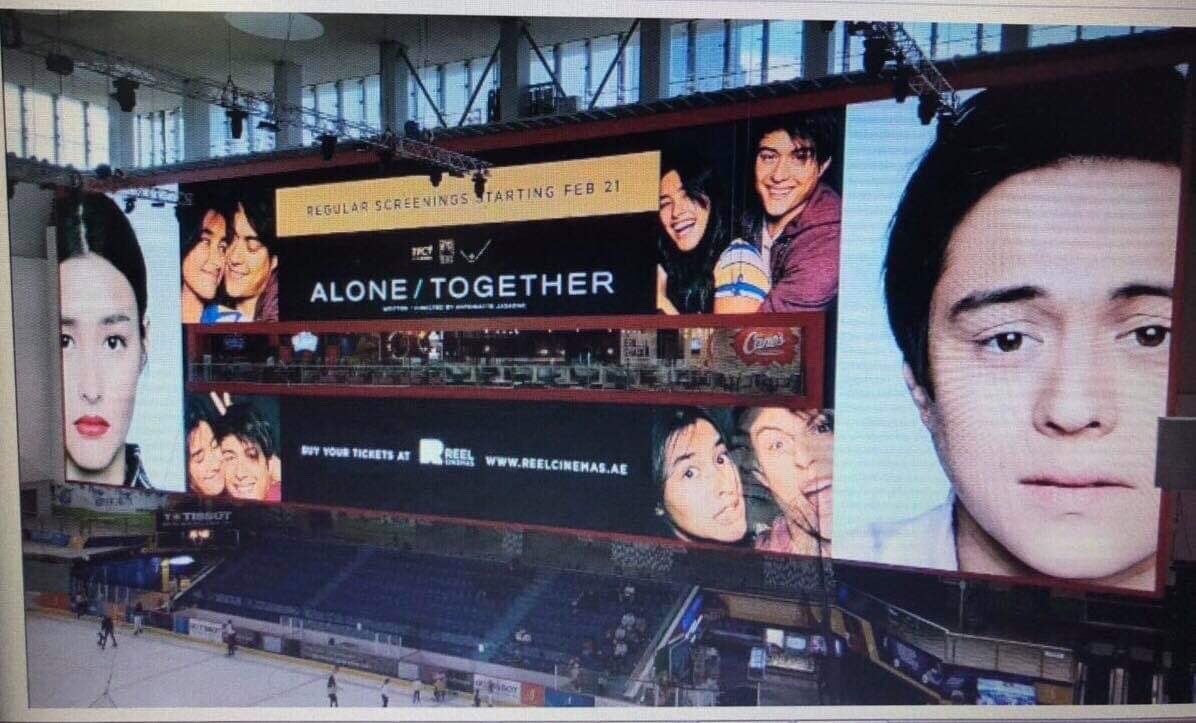 mjfelipe's tweet photo. LizQuen will be gracing two special screenings in Dubai (both screenings already sold out) and one in Abu Dhabi. Heavy promotion of the movie in Dubai includes this giant LED projecting the movie poster alongside Hollywood films at the Dubai Ice Rink, Dubai Mall. https://t.co/eO645PNbVM