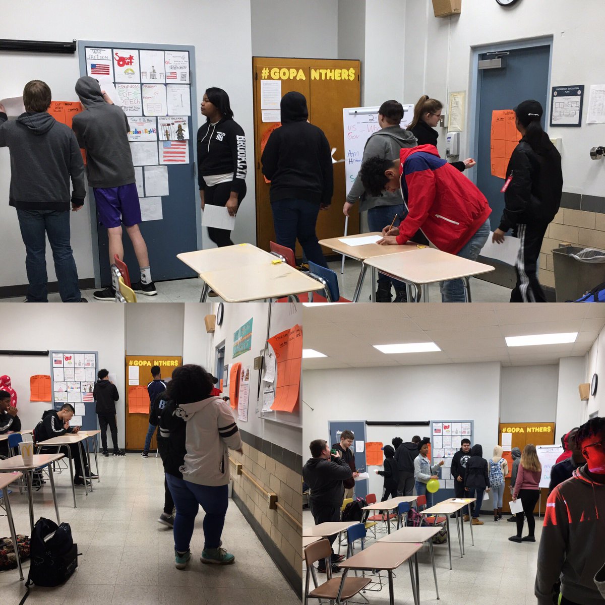 Coach_Uhrig's tweet photo. My #AmHist sophomores taking part in the WWII KWL exercise today to kick off the unit. #TheVault #myohioclassroom #LocklandPride https://t.co/7yWo4MaDqc