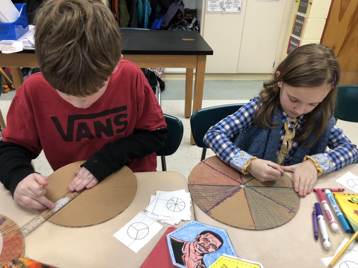 Slicing pizzas- creating fraction. 3rd graders expanding small fractions~spatial skill. <a href="/hrznes/">Horizon Elementary</a> #MCSLearn <a href="/rkrichardson24/">Rodney</a>