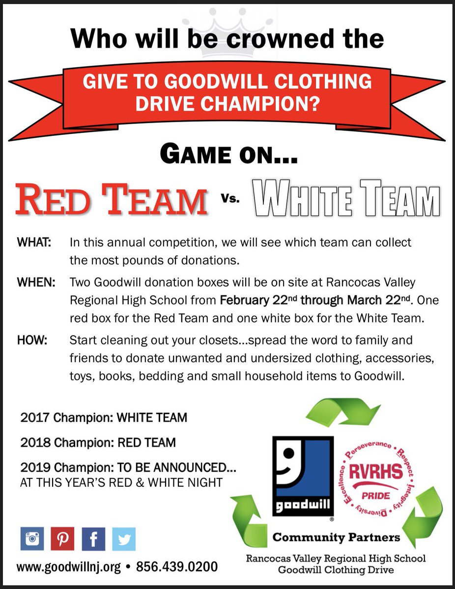 Make sure you’re cleaning out your closets!! The goodwill fundraiser bins will be outside the gym soon!! 🔥❄️