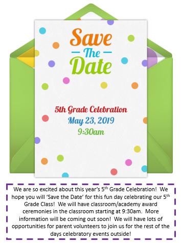 sawgrass_bay's tweet photo. 5th Grade Families @sawgrass_bay Please SAVE THE DATE! #Celebrate #5thGradeClass #SaveTheDate https://t.co/qm1V0M5iZk
