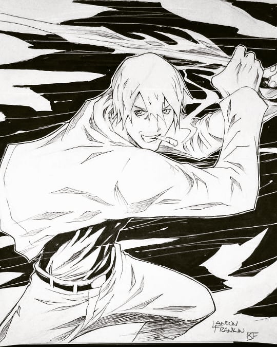 Zapp Renfro from Blood Blockade Battlefront, inked by Brandon. #bloodblockadebattlefrontandbeyond #bloodblockadebattlefront #kekkaisensen #zapprenfro #twitterart #animeart