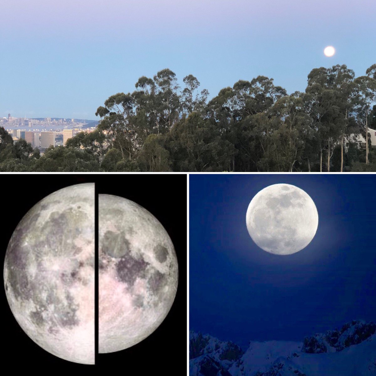 jeanquan's tweet photo. Tonight’s #moon 🌝 is the closest distance to #earth this yr= #supermoon. 135K miles closer > farthest pt! Moon was so bright last night & beautiful #moonset in morning too. Best view about 10:30pm tonight If cloudy, see it here #virtualtelescopeproject https://t.co/uFOovpexU8 https://t.co/lU7AnCJ8rw