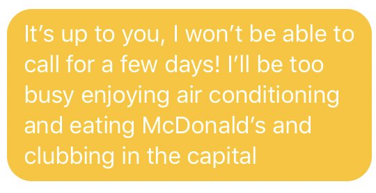 MarenoSamantha's tweet image. When my mom tries to reschedule our phone call but I’m going to the capital for a meeting this weekend #PeaceCorpsProblems