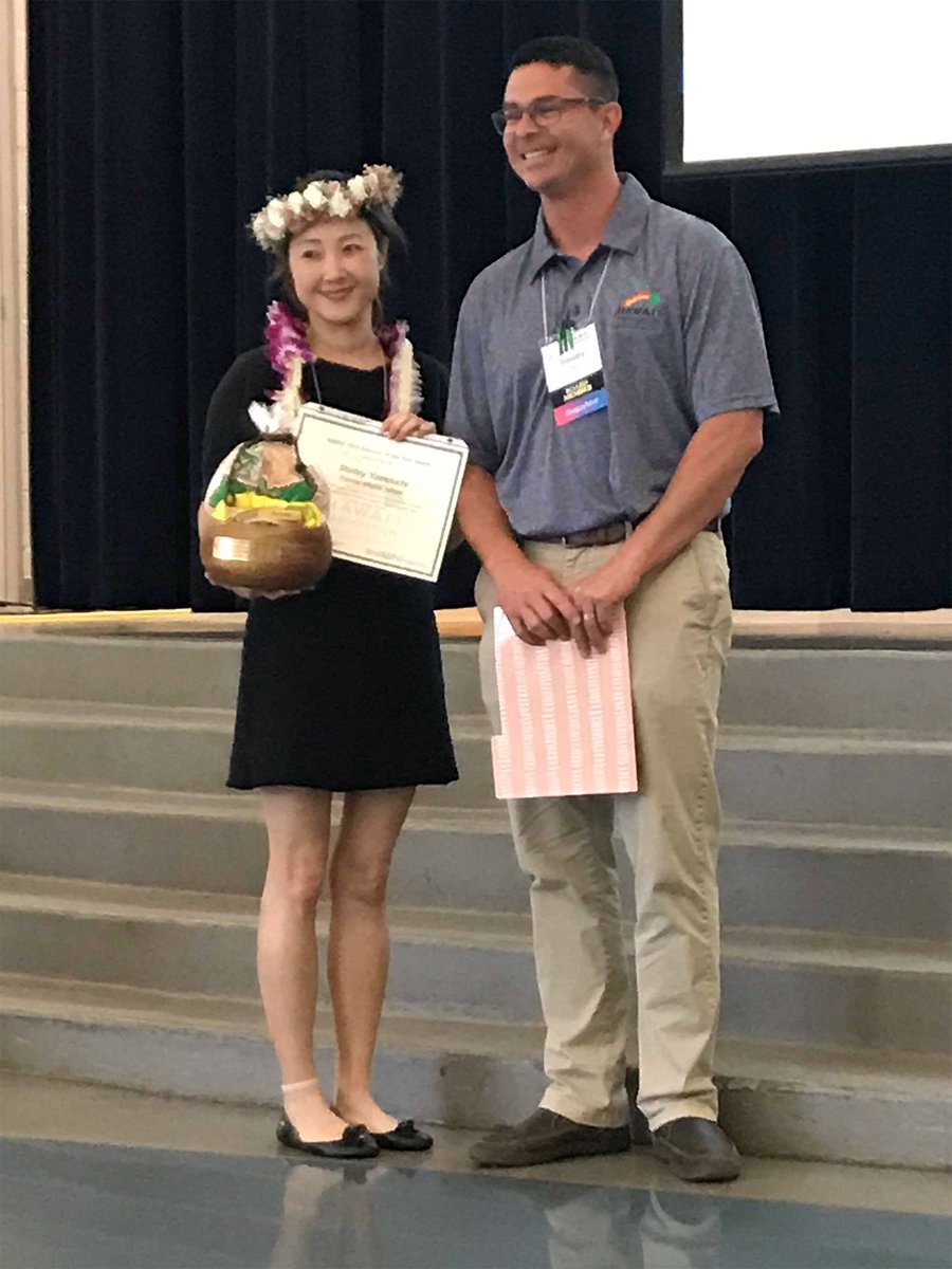 HSTAvoice's tweet image. Congratulations, Shirley Yamauchi! Our Leeward Chapter president was named @HAMLE808 Educator of the Year today: "We have so many talented teachers statewide, I was very honored, humbled and speechless." Get the full story: bit.ly/2GUg3fR #HAMLE2019