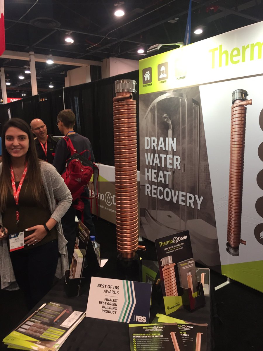 mgbeirne's tweet image. Canada’s EcoInnovation tries to get a foothold in US with ThermoDrain. Tube system captures heat from shower water flowing down the drain &amp;amp; preheat cold water before entering tankless water heater. Code in Ontario/Manitoba #ibs2019 @thermodrain #pbsv