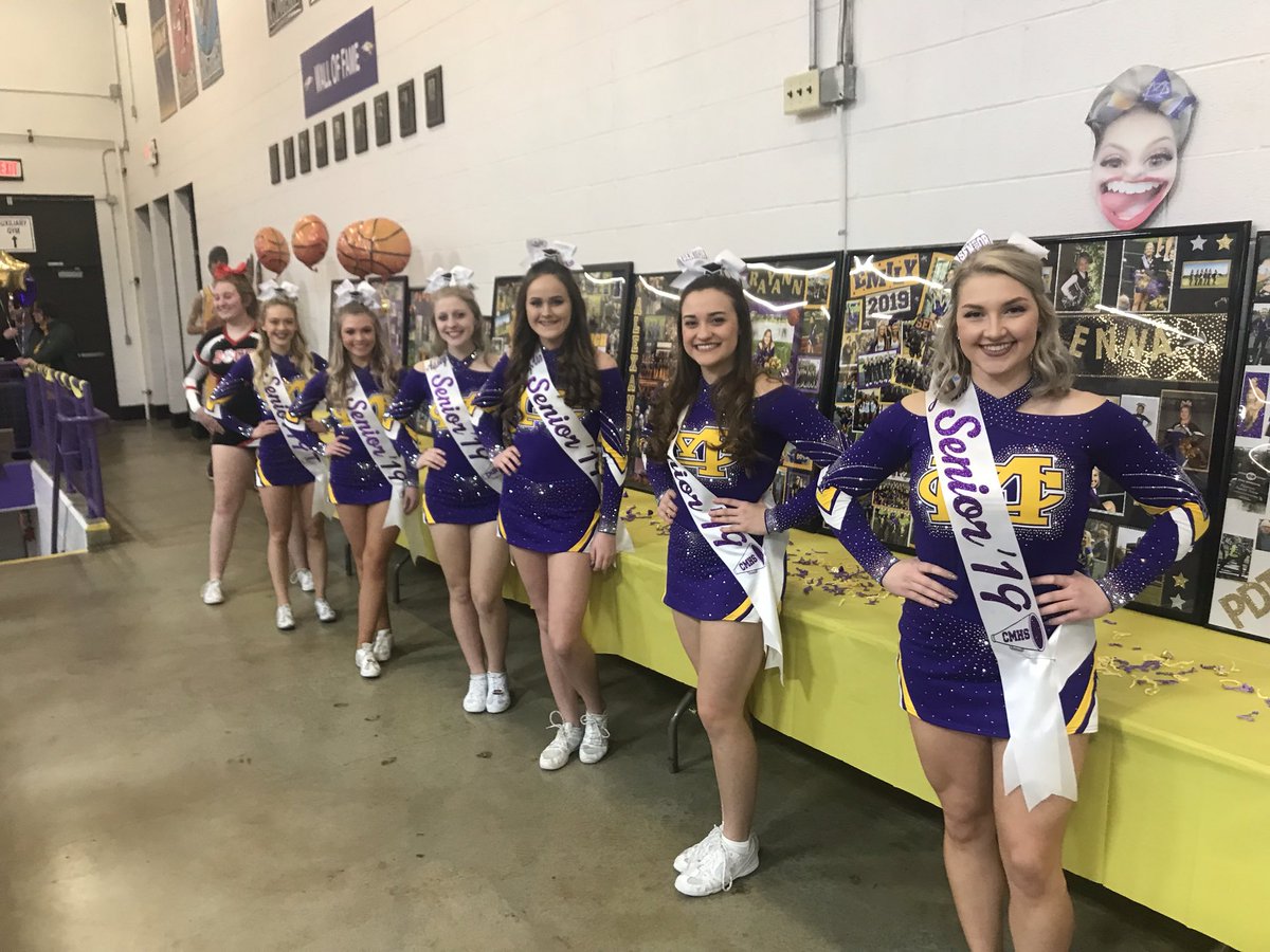 CMVarsityCheer's tweet photo. Senior night 😭💜💛 https://t.co/yKJieWeD7a