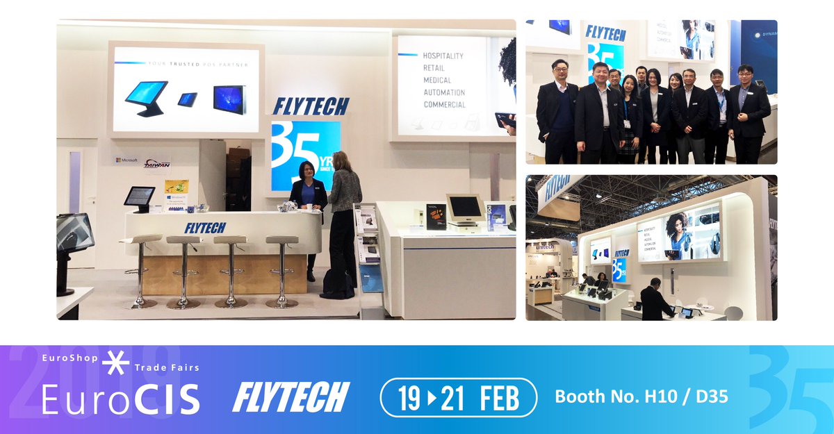 FlytechCM's tweet image. 【Exhibitions】
Top team at great show
How can you miss out?
Experience smart technologies and see what we’ve got for you at H10/D35

#Flytech35 #POS #pointofservice #pointofsale #tablet #ppc #eurocis #eurocis2019