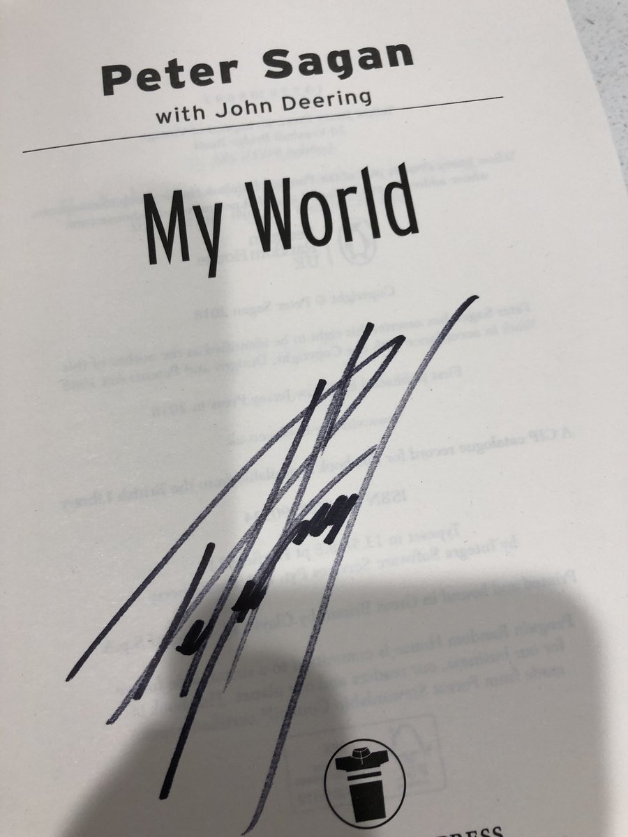 Thanks <a href="/petosagan/">Peter Sagan</a> <a href="/SwaganP/">𝑩𝒐𝒎𝒃𝒆𝒓 𝑺𝒂𝒈𝒂𝒏 🐐</a> for your book. Looking forward to reading it. I think you have more Rainbow 🌈 Jerseys to come.
