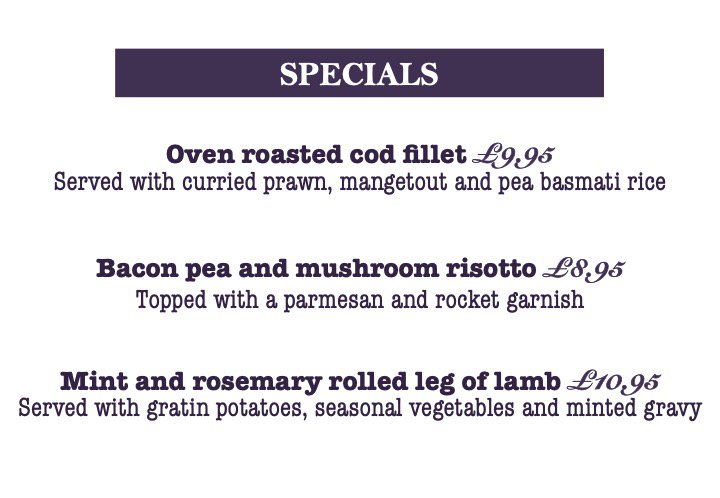 This week's specials are up! Kitchen opens at 12pm, and don't forget we also have our new daily menu for you to try. 😋

Kitchen Opening Times: 
Wednesday - Friday >> 12-3pm &amp; 6-9pm 
Saturday >> 12-9pm 
Sunday >> 12-4pm 

#AlmaArms #Uckfield #Food #Pub #Restaurant