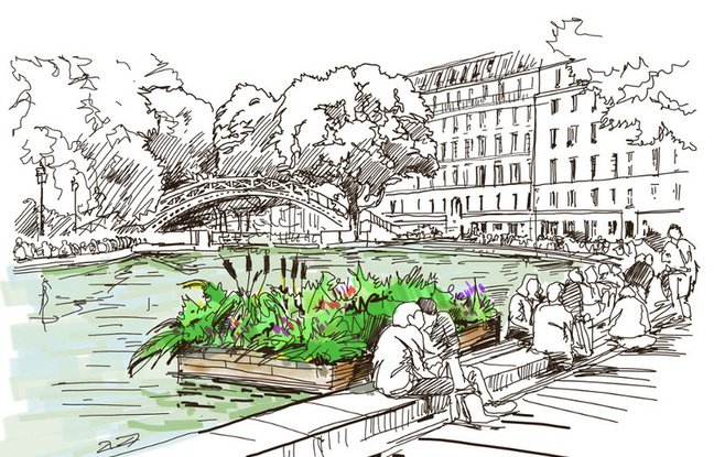 HerveMarro's tweet photo. Dépolluer les canaux, rivières &amp; fleuves grâce à des îlots végétalisés! Ce projet de @KatarinaDear, une des #Women4Climate à Paris, devient une réalité sur le Canal Saint-Martin. En attendant de les voir ailleurs dans le monde? 🤞👉 https://t.co/nfhy1JlkiN https://t.co/5SITC8Mpwr