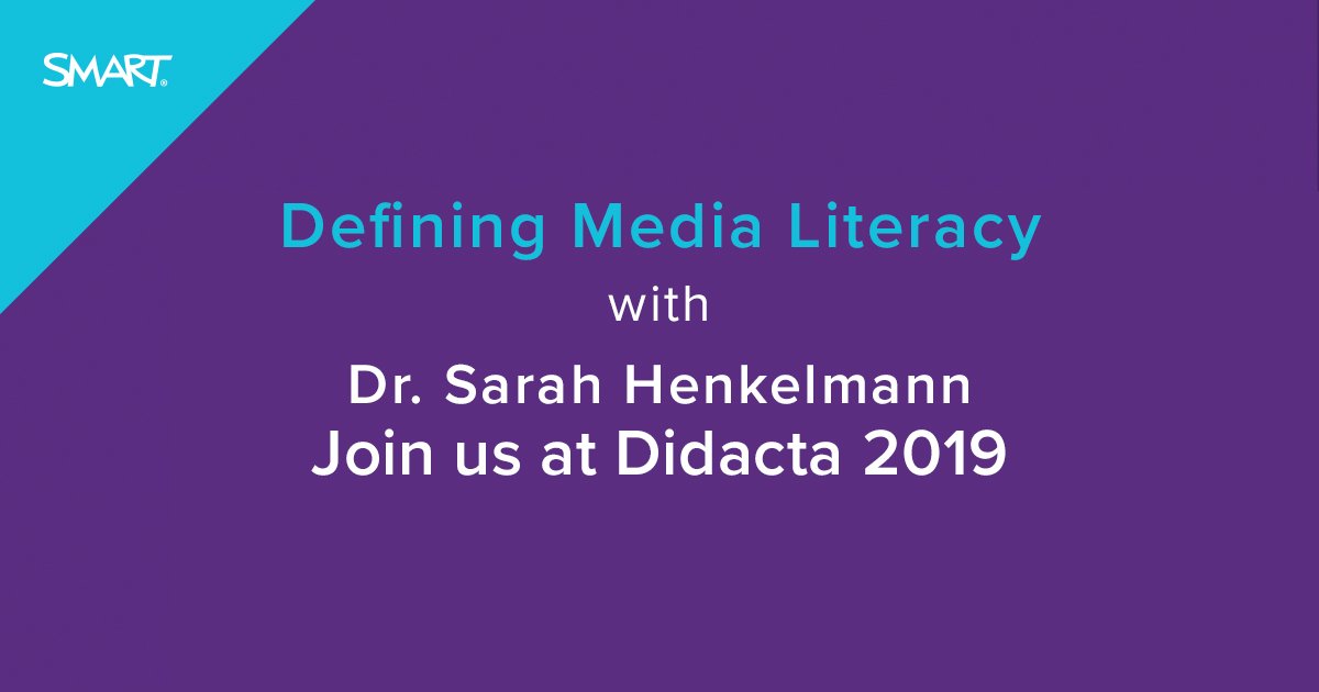 SMART Technologies (@smart_tech) on Twitter photo If you’re here at #Didacta in Germany, join us on Thursday, Feb 21, at 16:00 to discuss "media literacy" with <a href="/SarahHenkelmann/">Dr. Sarah Henkelmann</a>; we hear this buzzword often, but how do we unpack the meaning of this term and its relevance in today’s teaching? Join us. If you’re here at #Didacta in Germany, join us on Thursday, Feb 21, at 16:00 to discuss "media literacy" with <a href="/SarahHenkelmann/">Dr. Sarah Henkelmann</a>; we hear this buzzword often, but how do we unpack the meaning of this term and its relevance in today’s teaching? Join us.