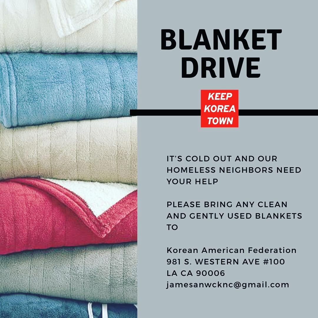KtownforAll's tweet photo. Do you have any clean and gently used blankets to donate? We gave away the last three blankets to a #Ktown encampment. Many are still in need. Thanks 💜❤️ https://t.co/2h0pV6bCZY