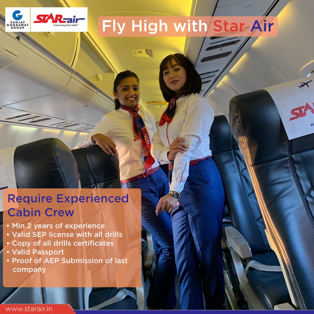 OfficialStarAir's tweet photo. If you have passion, fly high with Star Air. Send your applications at hr@starair.in #OfficialStarAir #SanjayGhodawatGroup #Booknow #Bengaluru #Tirupati #Hubballi #belgaum #Belagavi #FlywithStarAir #Hubli #jobvacancy #embraer #embraercaptain #embraer145 #embraer135 https://t.co/FqViI2UN4J
