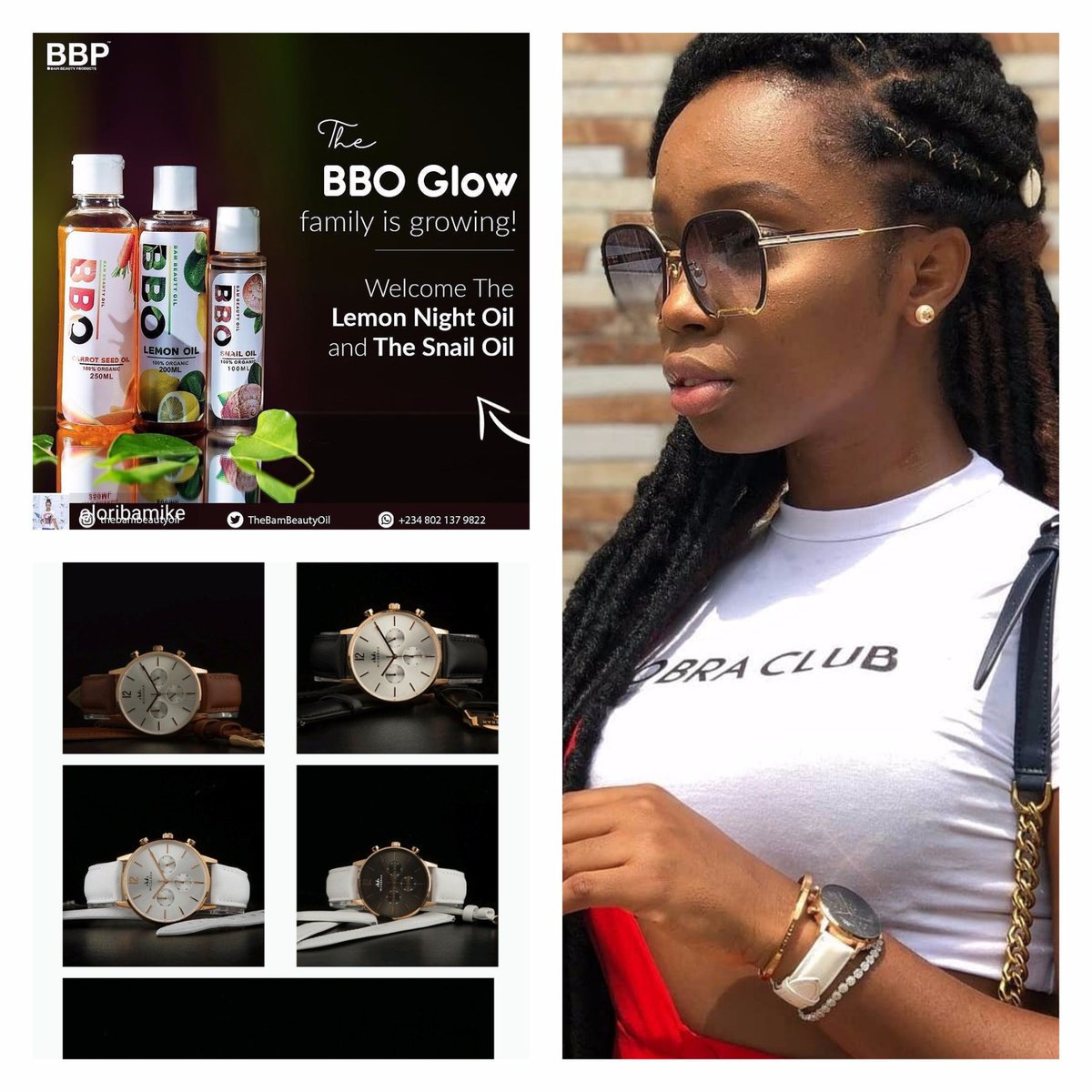 BBO (Organic and Multi Purpose Oil Available on Jumia)👌Let Us Help You Check Time With Micserah Wristwatch Just visit👇
micserah.com/bambamluna
#WednesdayMotivation #DINO #morningdrivelagos #BamBamLuna #BamBeautyProducts #OrganicProductsinNigeria #OrganicOils #watches #Ghana