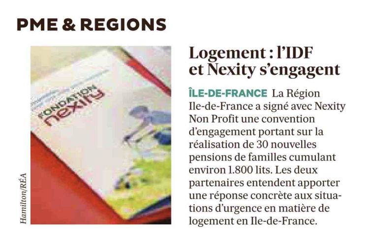 avecValerie's tweet photo. La #RégionIDF et Nexity s'engagent a réaliser 30 nouvelles pensions de familles soit 1800 lits (Les Echos) #LogementIDF https://t.co/zxgYWZgaGL