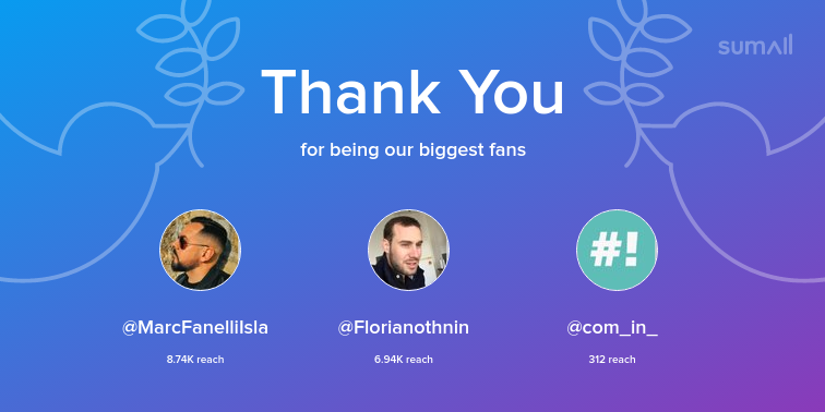 Our biggest fans this week: @MarcFanelliIsla, <a href="/Florianothnin/">Florian Othnin</a>, <a href="/com_in_/">しがない公務員の戯言</a>. Thank you! via sumall.com/thankyou?utm_s…
