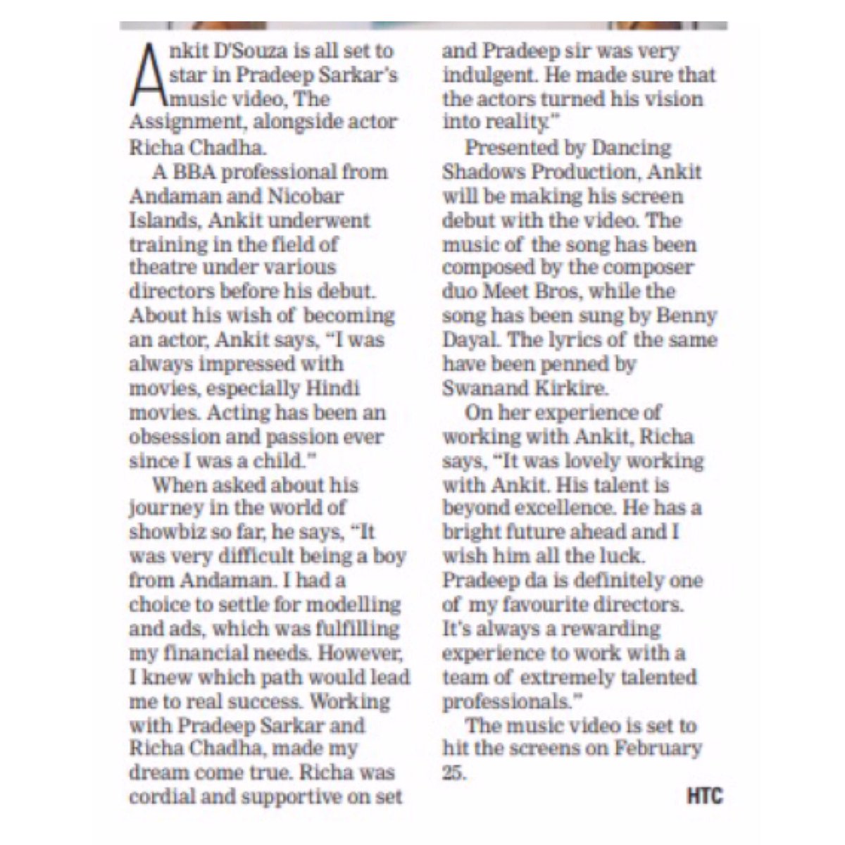 ImAnkitDsouza's tweet photo. Just some tiny steps towards my big dream 🔥 
Thankyou for the mention @htcafe 😌❤️ https://t.co/zTFCUHnK09