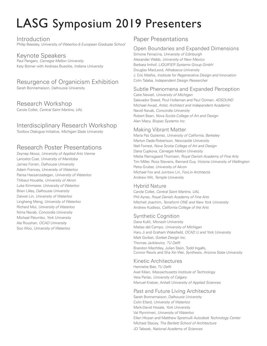 Join LASG Symposium lectures 1-3/3 on Kinetic Architectures <a href="/BKTUDelft/">BK TUDelft</a> <a href="/TUDelftDRI/">TU Delft Robotics</a> <a href="/tudelft/">TU Delft</a> held <a href="/UWaterloo/">University of Waterloo</a> (bit.ly/2tqv29q)!