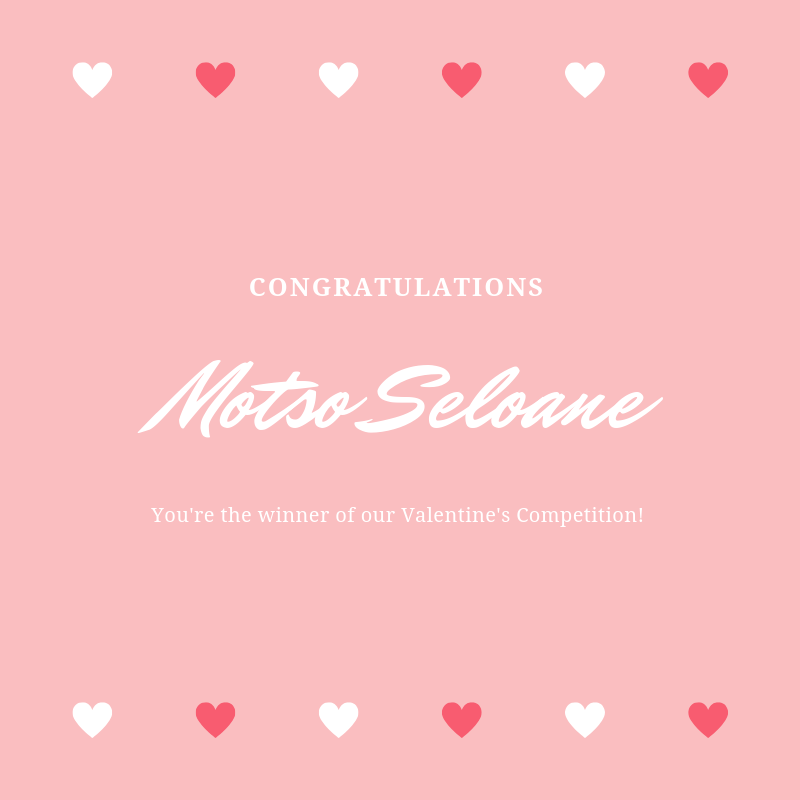 Congratulations to the winner of our Valentine's competition! And thank you to everyone that entered <3