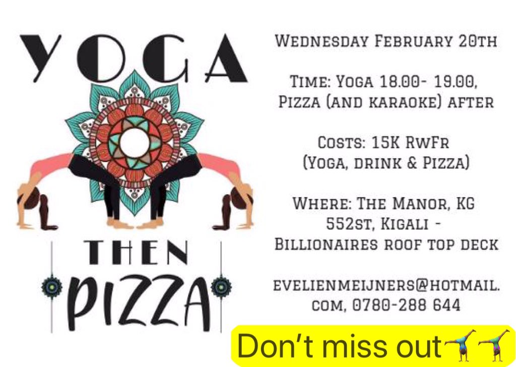BarBillionaires's tweet photo. #RwOT welcoming you to our Yoga Session right at 6PM;

Pizza Specials all day; from 12PM

And Karaoke evening, from 8pm!

Turn up n let’s have some fun n sociaize with friends🤸🏾‍♂️🤸🏾‍♂️🤸🏾‍♂️

Cc @BobbyRuta @AllanKar4 @BryanKimenyi 

#WednesdayProggie https://t.co/pbxudL0rax