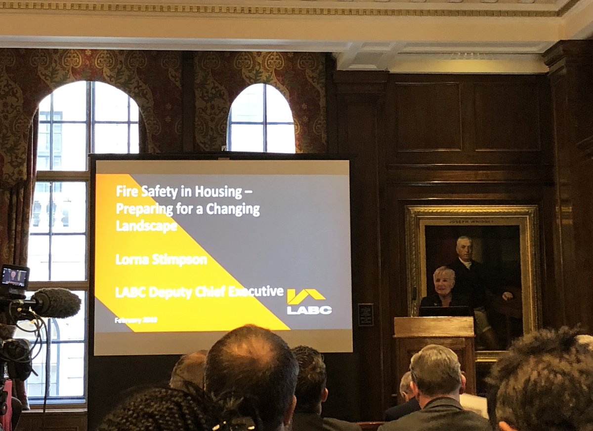 "From the first building concept through to design, procurement, construction and until handover for maintenance and management,  the golden thread of fire safety has to be understood and protected."LABC's Lorna Stimpson currently talking at the #FireSafety in #Housing Conference