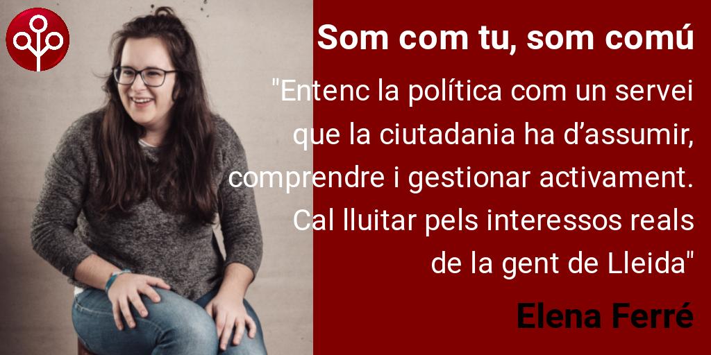 comudelleida's tweet photo. .@elenaferretold1 es presenta a #PrimariesComu
🙋 Al Comú decideixes tu! Darrera setmana per participar!
👉 Escull entre aquesta gent https://t.co/llBxGOXCY4
📲 També pots votar des de casa https://t.co/PzHCnpTBhC https://t.co/GXjsnsd6nh