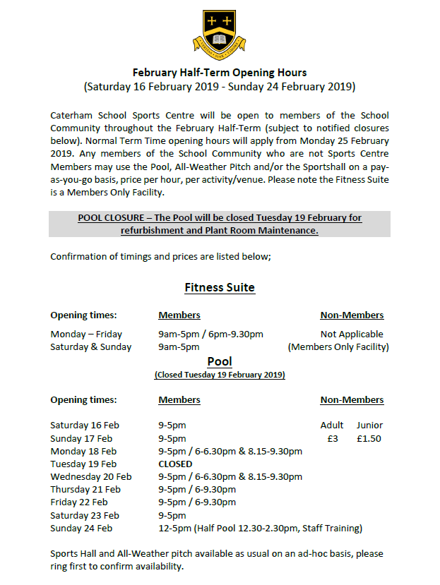 CatSportsCentre's tweet image. Off to a busy start today with both the Swimming Academy and Netball Academy Camps @CatsNetAcademy @CaterhamSwim.  Both the Pool and Fitness Suite open as advertised on the February Half Term Opening Hours. #caterham #sportscentre #netcats #februaryhalfterm