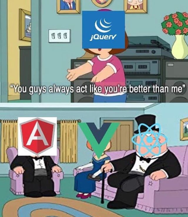 codeFiendio's tweet image. Poor jquery. You used to be top dog... #coding #coderjokes #codefiend #jquery #react #vue #angular #js #javascript ift.tt/2TbPYja